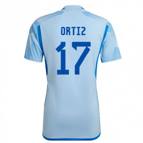 Kandiny Hombre Camiseta España Angel Ortiz #17 Cielo Azul 2ª Equipación 22-24 La Camisa Chile