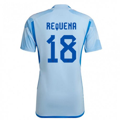 Kandiny Hombre Camiseta España Daniel Requena #18 Cielo Azul 2ª Equipación 22-24 La Camisa Chile