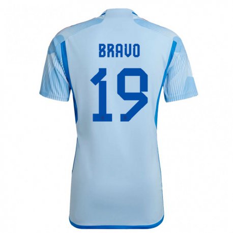 Kandiny Hombre Camiseta España Iker Bravo #19 Cielo Azul 2ª Equipación 22-24 La Camisa Chile