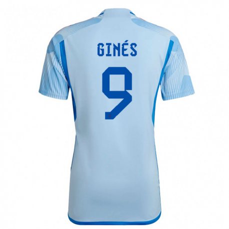 Kandiny Hombre Camiseta España Alvaro Gines #9 Cielo Azul 2ª Equipación 22-24 La Camisa Chile