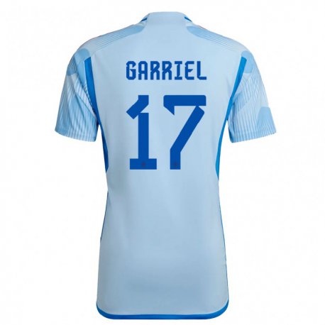 Kandiny Hombre Camiseta España Ivan Garriel #17 Cielo Azul 2ª Equipación 22-24 La Camisa Chile