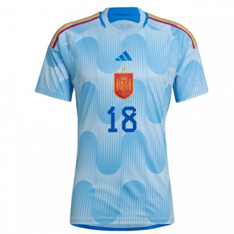 Kandiny Hombre Camiseta España Rodrigo Mendoza #18 Cielo Azul 2ª Equipación 22-24 La Camisa Chile
