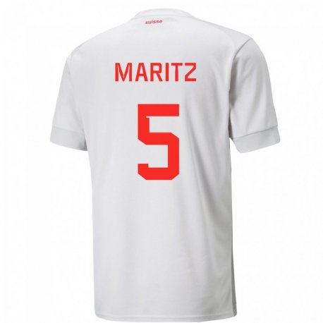 Kandiny Hombre Camiseta Suiza Noelle Maritz #5 Blanco 2ª Equipación 22-24 La Camisa Chile