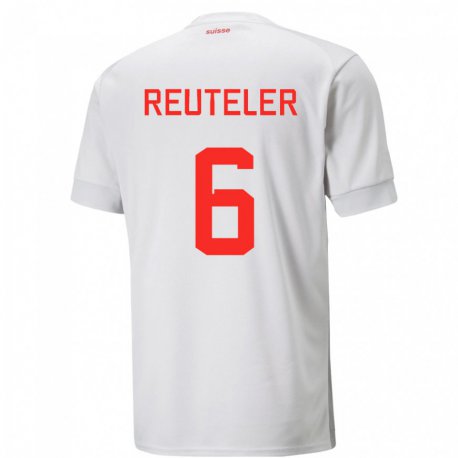 Kandiny Hombre Camiseta Suiza Geraldine Reuteler #6 Blanco 2ª Equipación 22-24 La Camisa Chile
