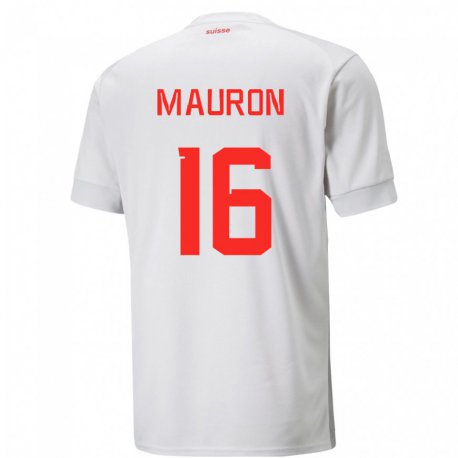 Kandiny Hombre Camiseta Suiza Sandrine Mauron #16 Blanco 2ª Equipación 22-24 La Camisa Chile