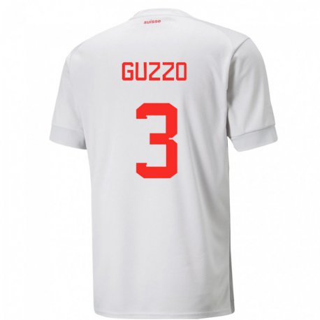 Kandiny Hombre Camiseta Suiza Ramon Guzzo #3 Blanco 2ª Equipación 22-24 La Camisa Chile