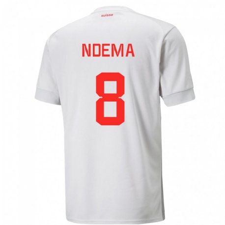 Kandiny Hombre Camiseta Suiza Lois Ndema #8 Blanco 2ª Equipación 22-24 La Camisa Chile