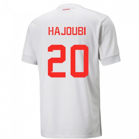 Kandiny Hombre Camiseta Suiza Amin Hajoubi #20 Blanco 2ª Equipación 22-24 La Camisa Chile