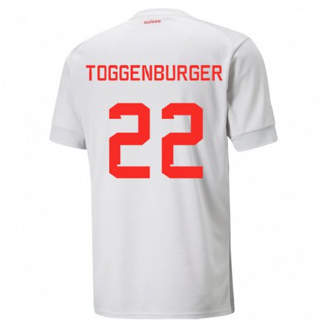 Kandiny Hombre Camiseta Suiza Nando Toggenburger #22 Blanco 2ª Equipación 22-24 La Camisa Chile