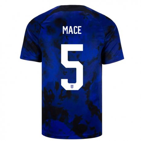 Kandiny Hombre Camiseta Estados Unidos Hailie Mace #5 Azul Real 2ª Equipación 22-24 La Camisa Chile