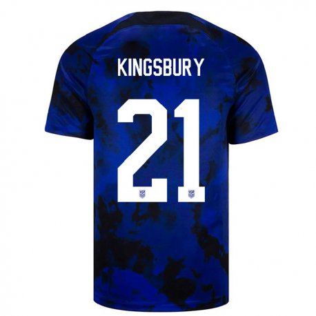 Kandiny Hombre Camiseta Estados Unidos Aubrey Kingsbury #21 Azul Real 2ª Equipación 22-24 La Camisa Chile
