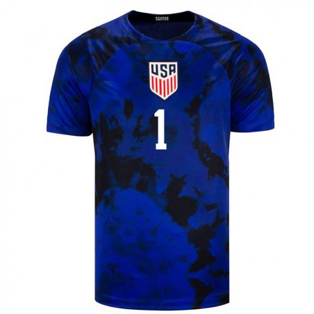 Kandiny Hombre Camiseta Estados Unidos Antonio Carrera #1 Azul Real 2ª Equipación 22-24 La Camisa Chile
