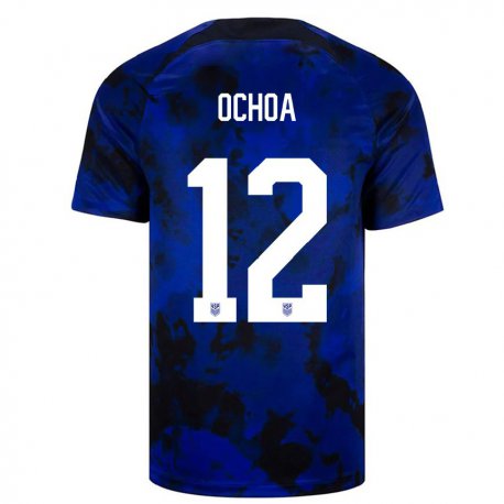 Kandiny Hombre Camiseta Estados Unidos Emmanuel Ochoa #12 Azul Real 2ª Equipación 22-24 La Camisa Chile
