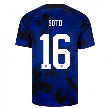 Kandiny Hombre Camiseta Estados Unidos Ezekiel Soto #16 Azul Real 2ª Equipación 22-24 La Camisa Chile