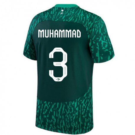 Kandiny Hombre Camiseta Arabia Saudita Lin Muhammad #3 Verde Oscuro 2ª Equipación 22-24 La Camisa Chile