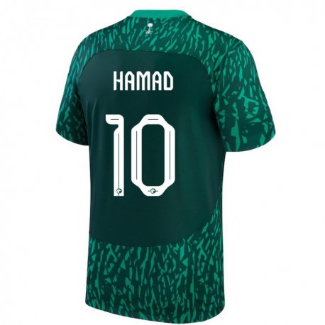 Kandiny Hombre Camiseta Arabia Saudita Sarah Hamad #10 Verde Oscuro 2ª Equipación 22-24 La Camisa Chile