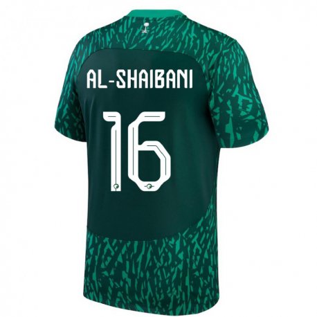 Kandiny Hombre Camiseta Arabia Saudita Asrar Al Shaibani #16 Verde Oscuro 2ª Equipación 22-24 La Camisa Chile