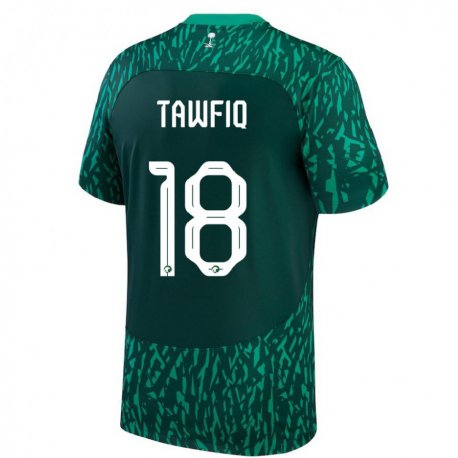 Kandiny Hombre Camiseta Arabia Saudita Saba Tawfiq #18 Verde Oscuro 2ª Equipación 22-24 La Camisa Chile