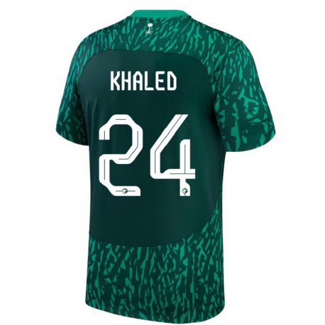 Kandiny Hombre Camiseta Arabia Saudita Atheer Khaled #24 Verde Oscuro 2ª Equipación 22-24 La Camisa Chile
