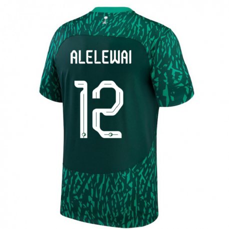 Kandiny Hombre Camiseta Arabia Saudita Abdulaziz Alelewai #12 Verde Oscuro 2ª Equipación 22-24 La Camisa Chile