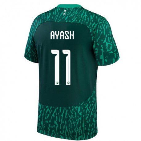 Kandiny Hombre Camiseta Arabia Saudita Ziyad Ayash #11 Verde Oscuro 2ª Equipación 22-24 La Camisa Chile