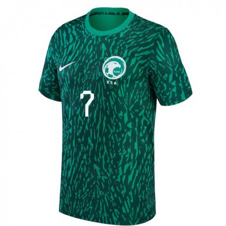 Kandiny Hombre Camiseta Arabia Saudita Nawaf Almutairi #7 Verde Oscuro 2ª Equipación 22-24 La Camisa Chile