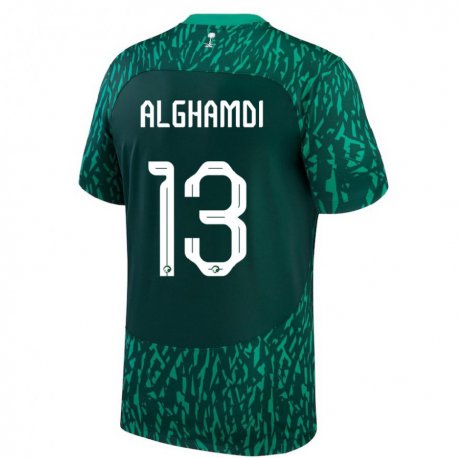 Kandiny Hombre Camiseta Arabia Saudita Hazzaa Alghamdi #13 Verde Oscuro 2ª Equipación 22-24 La Camisa Chile