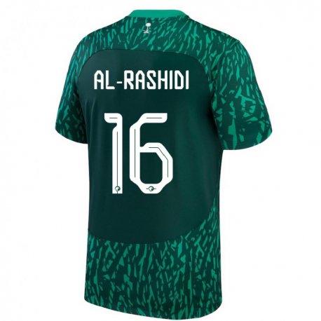 Kandiny Hombre Camiseta Arabia Saudita Mohammed Al Rashidi #16 Verde Oscuro 2ª Equipación 22-24 La Camisa Chile