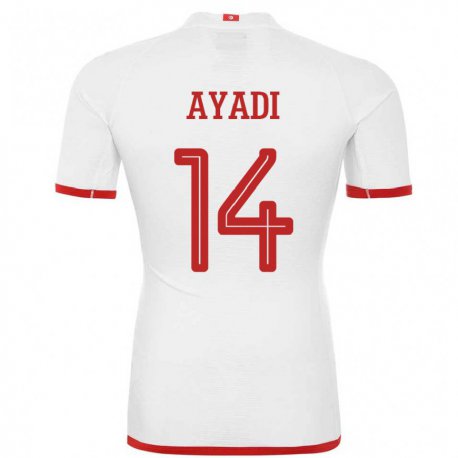 Kandiny Hombre Camiseta Túnez Ghada Ayadi #14 Blanco 2ª Equipación 22-24 La Camisa Chile