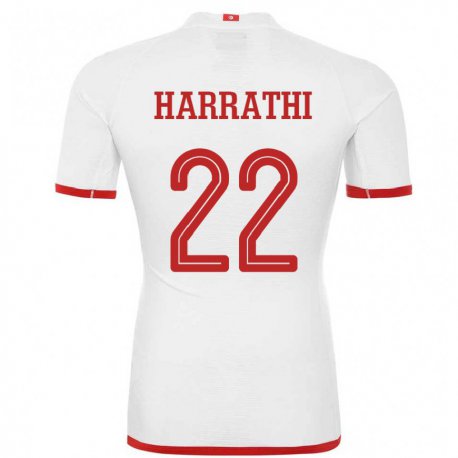 Kandiny Hombre Camiseta Túnez Najla Harrathi #22 Blanco 2ª Equipación 22-24 La Camisa Chile