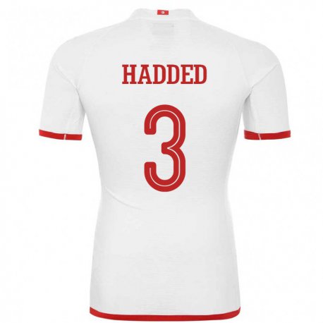 Kandiny Hombre Camiseta Túnez Rayen Hadded #3 Blanco 2ª Equipación 22-24 La Camisa Chile