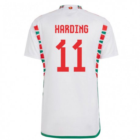 Kandiny Hombre Camiseta Gales Natasha Harding #11 Blanco 2ª Equipación 22-24 La Camisa Chile