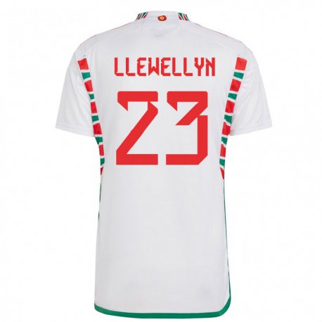 Kandiny Hombre Camiseta Gales Ffion Llewellyn #23 Blanco 2ª Equipación 22-24 La Camisa Chile