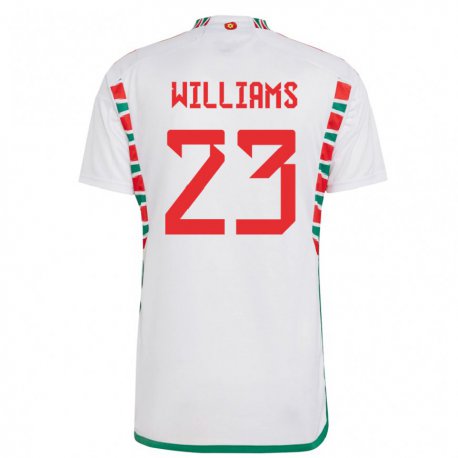 Kandiny Hombre Camiseta Gales Chloe Williams #23 Blanco 2ª Equipación 22-24 La Camisa Chile