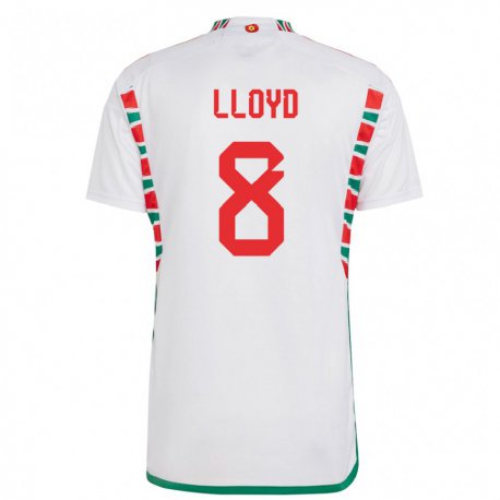 Kandiny Hombre Camiseta Gales Ben Lloyd #8 Blanco 2ª Equipación 22-24 La Camisa Chile