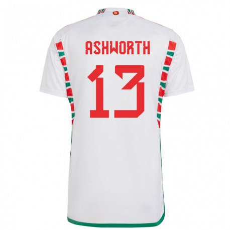 Kandiny Hombre Camiseta Gales Fin Ashworth #13 Blanco 2ª Equipación 22-24 La Camisa Chile