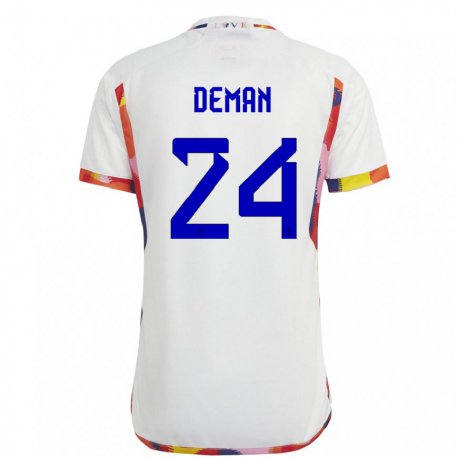 Kandiny Hombre Camiseta Bélgica Olivier Deman #24 Blanco 2ª Equipación 22-24 La Camisa Chile