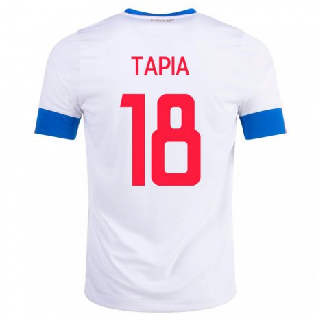 Kandiny Hombre Camiseta Costa Rica Priscilla Tapia #18 Blanco 2ª Equipación 22-24 La Camisa Chile