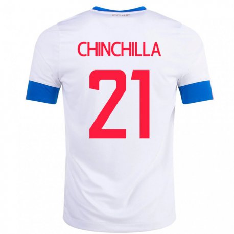 Kandiny Hombre Camiseta Costa Rica Viviana Chinchilla #21 Blanco 2ª Equipación 22-24 La Camisa Chile