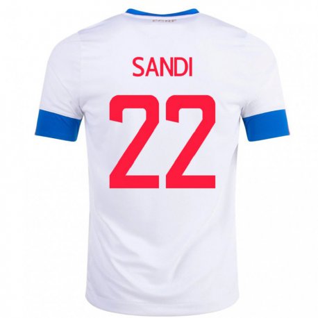 Kandiny Hombre Camiseta Costa Rica Cristel Sandi #22 Blanco 2ª Equipación 22-24 La Camisa Chile