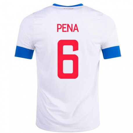 Kandiny Hombre Camiseta Costa Rica Ricardo Pena #6 Blanco 2ª Equipación 22-24 La Camisa Chile