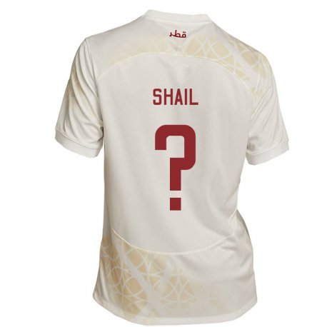 Kandiny Hombre Camiseta Catar Ahmad Shail #0 Beis Dorado 2ª Equipación 22-24 La Camisa Chile