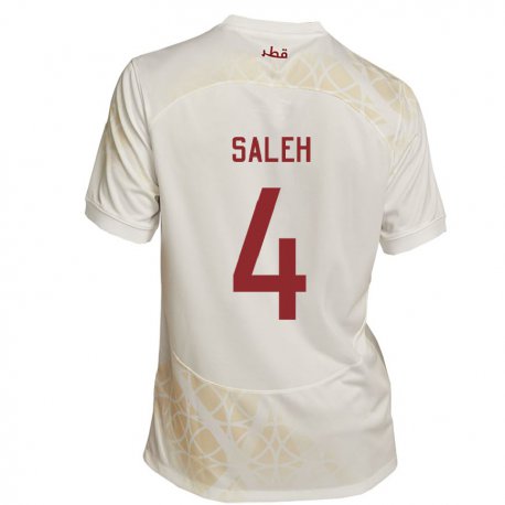 Kandiny Hombre Camiseta Catar Hagar Saleh #4 Beis Dorado 2ª Equipación 22-24 La Camisa Chile
