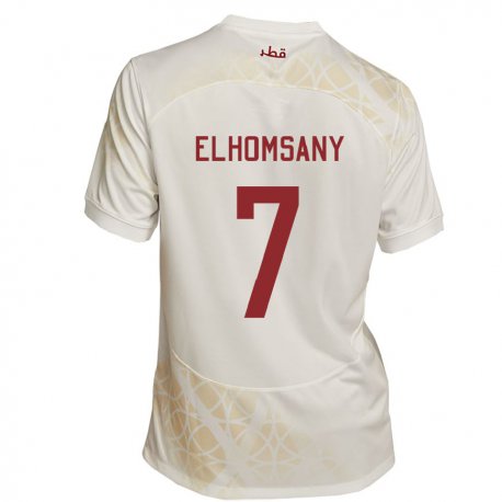 Kandiny Hombre Camiseta Catar Yasmeen Elhomsany #7 Beis Dorado 2ª Equipación 22-24 La Camisa Chile