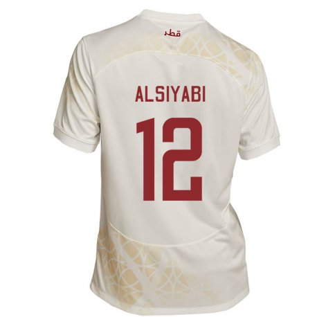 Kandiny Hombre Camiseta Catar Shaima Alsiyabi #12 Beis Dorado 2ª Equipación 22-24 La Camisa Chile