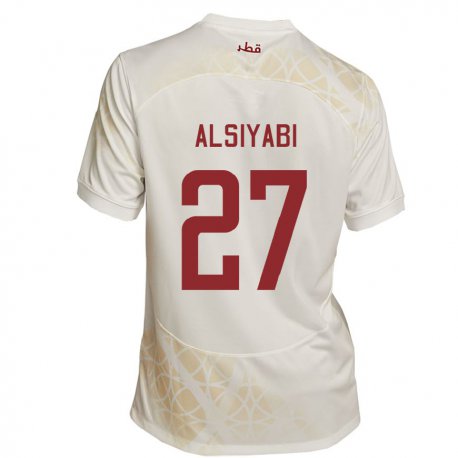 Kandiny Hombre Camiseta Catar Nasra Alsiyabi #27 Beis Dorado 2ª Equipación 22-24 La Camisa Chile
