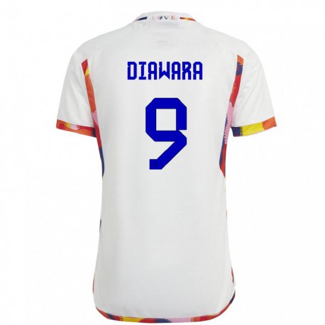 Kandiny Hombre Camiseta Bélgica Sekou Diawara #9 Blanco 2ª Equipación 22-24 La Camisa Chile