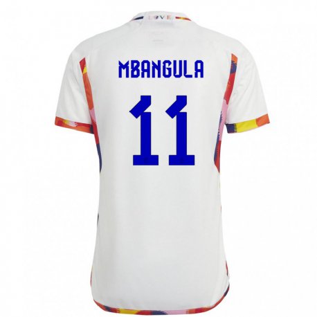 Kandiny Hombre Camiseta Bélgica Samuel Mbangula #11 Blanco 2ª Equipación 22-24 La Camisa Chile