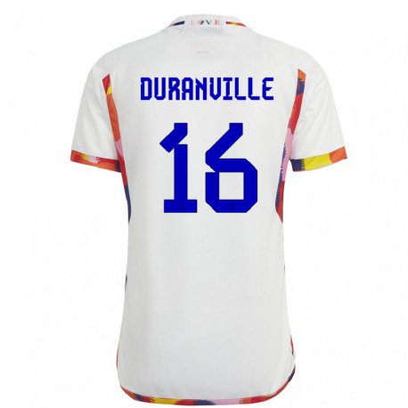 Kandiny Hombre Camiseta Bélgica Julien Duranville #16 Blanco 2ª Equipación 22-24 La Camisa Chile