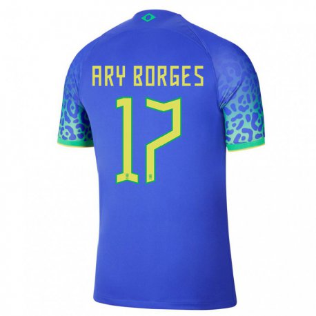 Kandiny Hombre Camiseta Brasil Ary Borges #17 Azul 2ª Equipación 22-24 La Camisa Chile